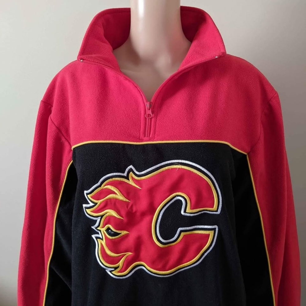 NHL Calgary Flames 1/4 Zip Fleece Sweater, Men's Small
